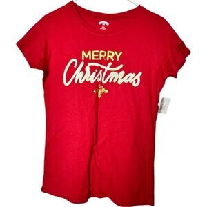 HOLIDAY TIME Women's Short Sleeve Red  Holiday Merry Christmas Sz M NWT